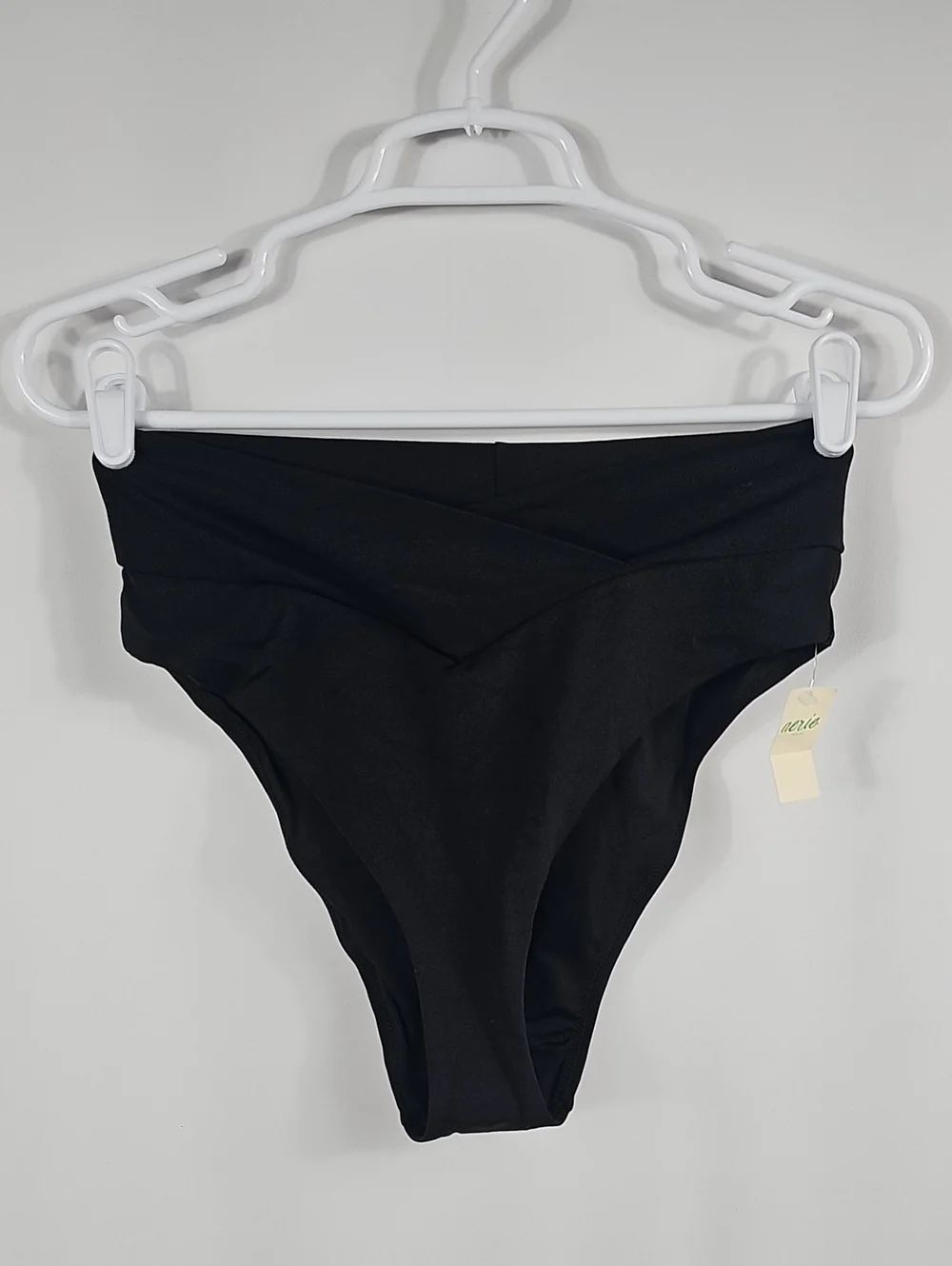 NWT OFFLINE by Aerie Real Me Black Crossover Cheeky Bikini Bottom L Vacation